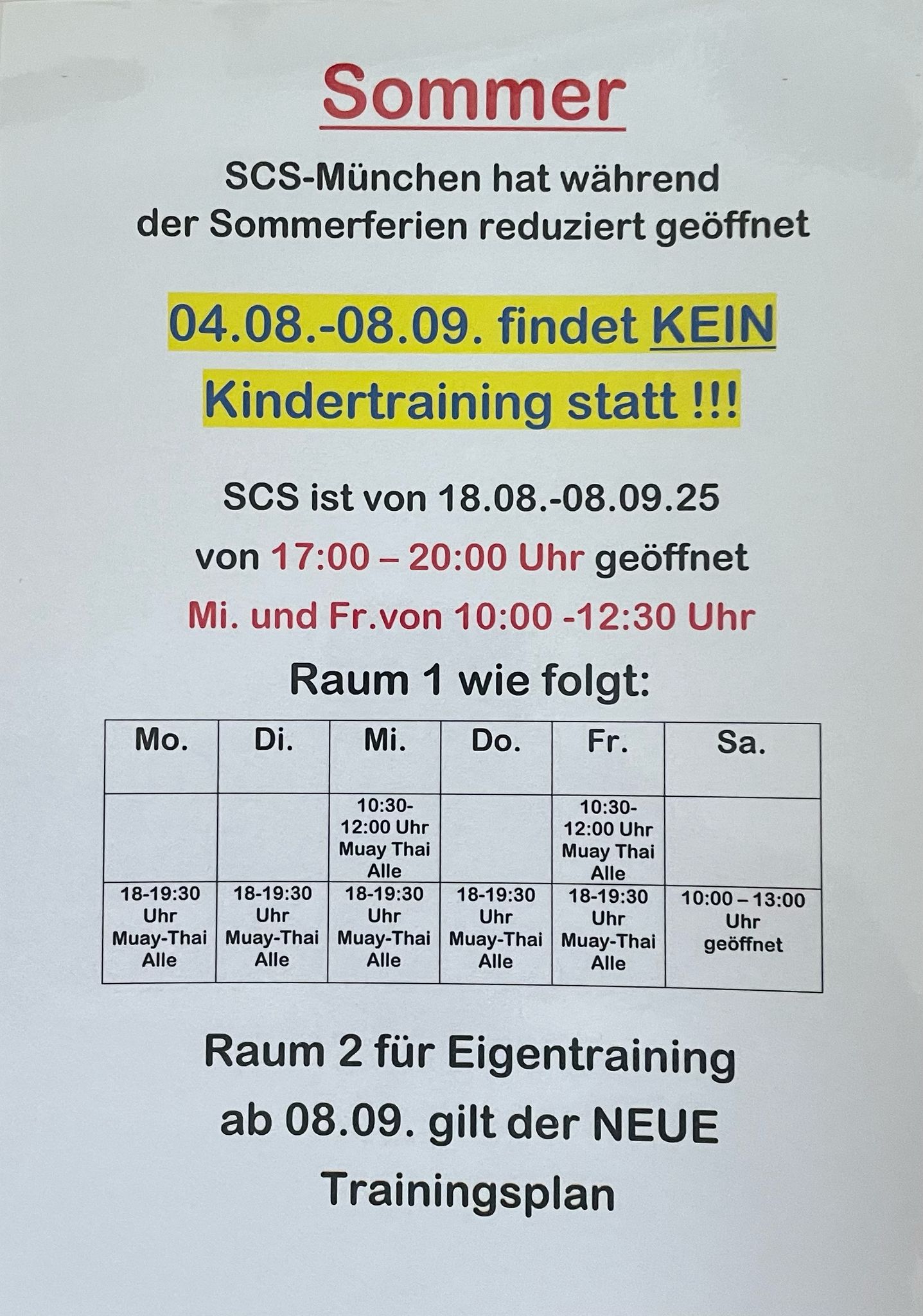 SCS Sommerferien Ankündigung in 2025